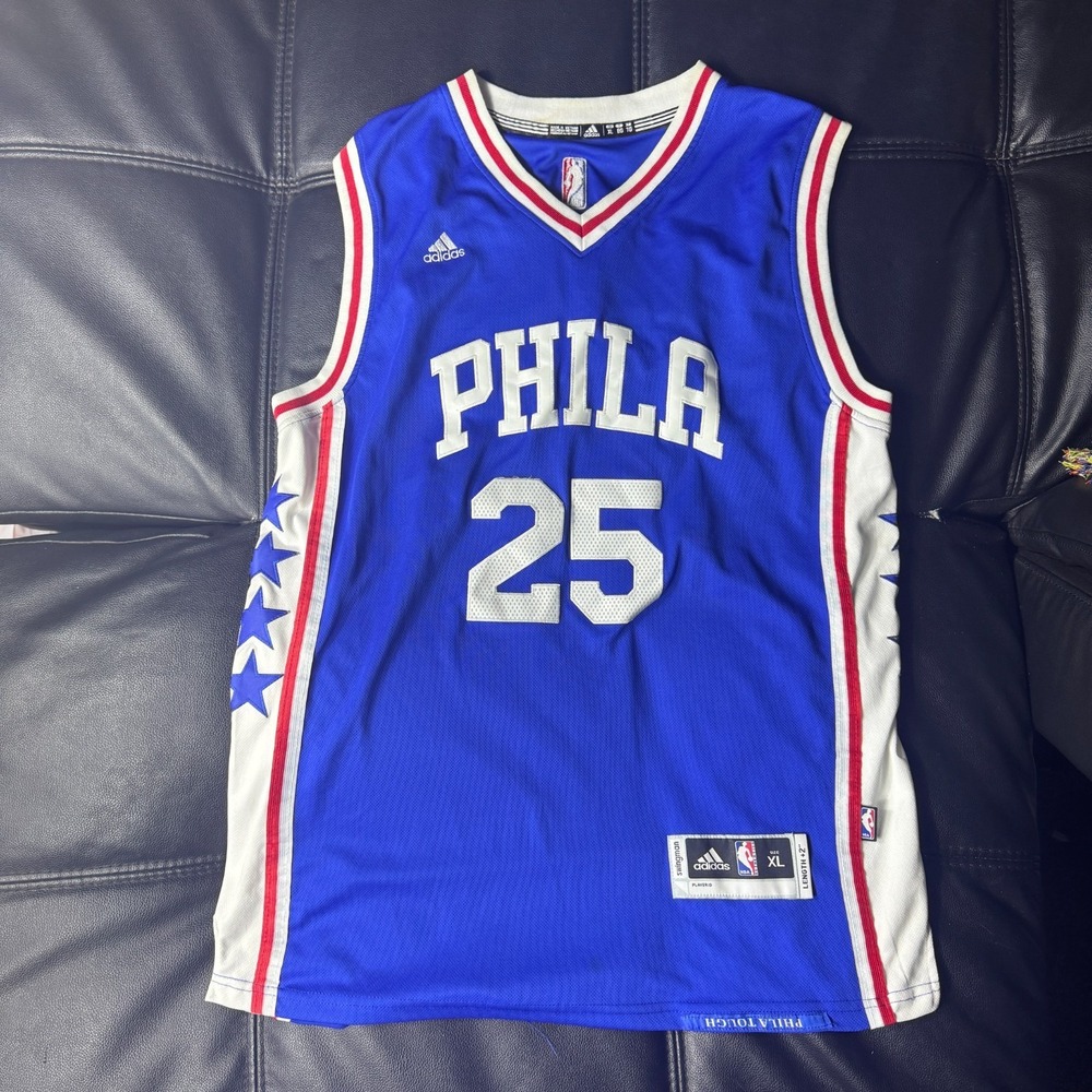 Adidas Men's Ben #25 Simmons Royal Philadelphia 76ers Road Swingman Jersey XL